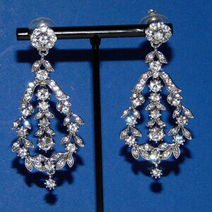 Lovely Clear Rhinestone Signed Joan Rivers Post Dangle Earrings